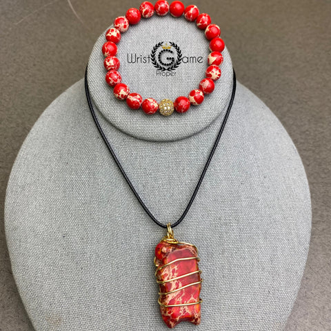 Healing Necklace Set_Imperial Jasper Red